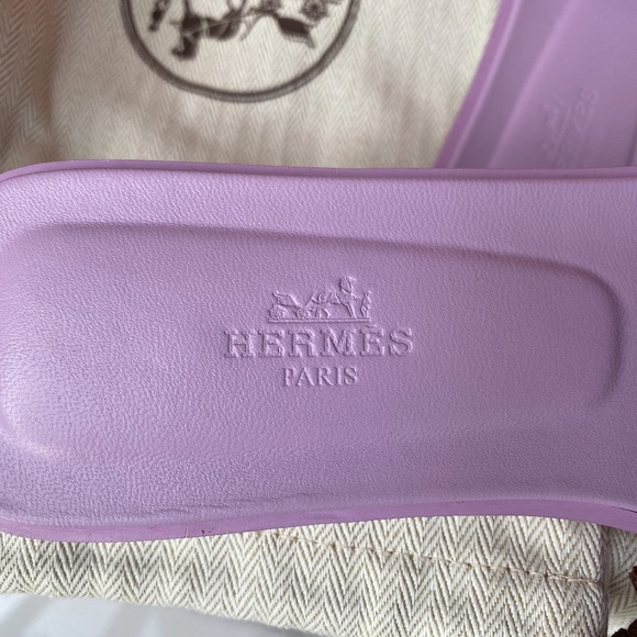 HERMES LAVENDER EPSOM LEATHER ORAN SANDALS SIZE 38 - Picture 3 of 14